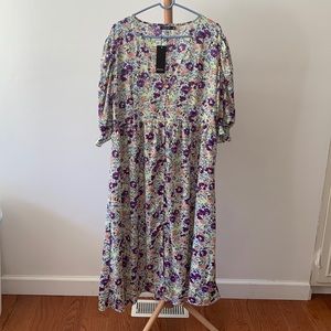 Nasty Gal floral angel sleeve maxi dress